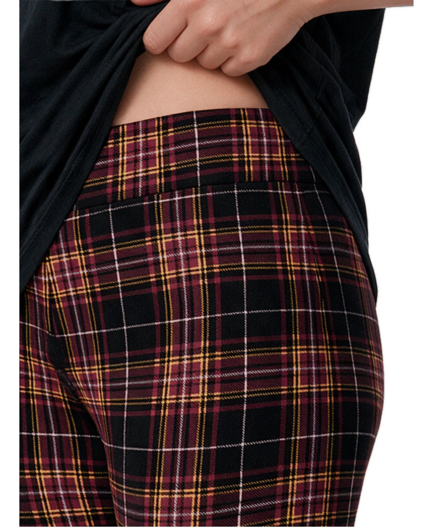 Женские леггинсы Torrid Plus Size High-Rise Tapered-Leg Pockets Cotton-Blend, цвет: Клетчатый чёрный — фото 4