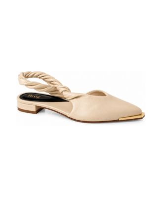 Sin&eacute;ad Pointed-Toe Goat Leather Slingback Flats