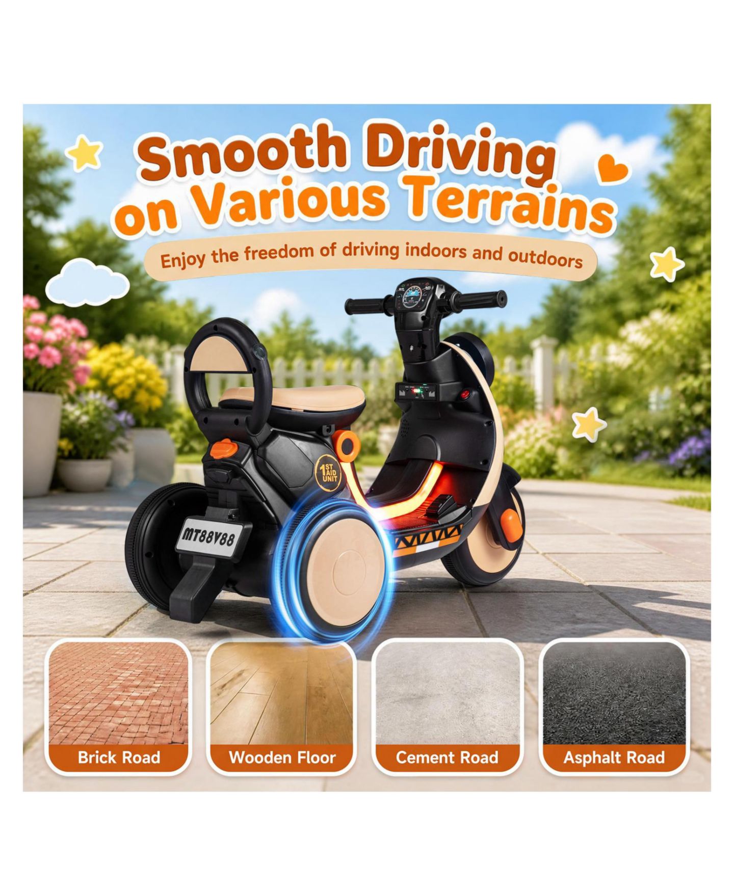 Детская игрушка Mecale 6V Ride-On Motorcycle with LED Headlight and Music, 3–5 лет, цвет: Хаки — фото 8