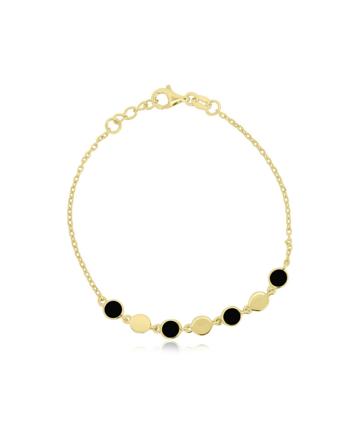 The Lovery Onyx Alternating Bubble Disc Adjustable Bracelet in 14k Gold-Plated Sterling Silver - Gold plated sterling silver