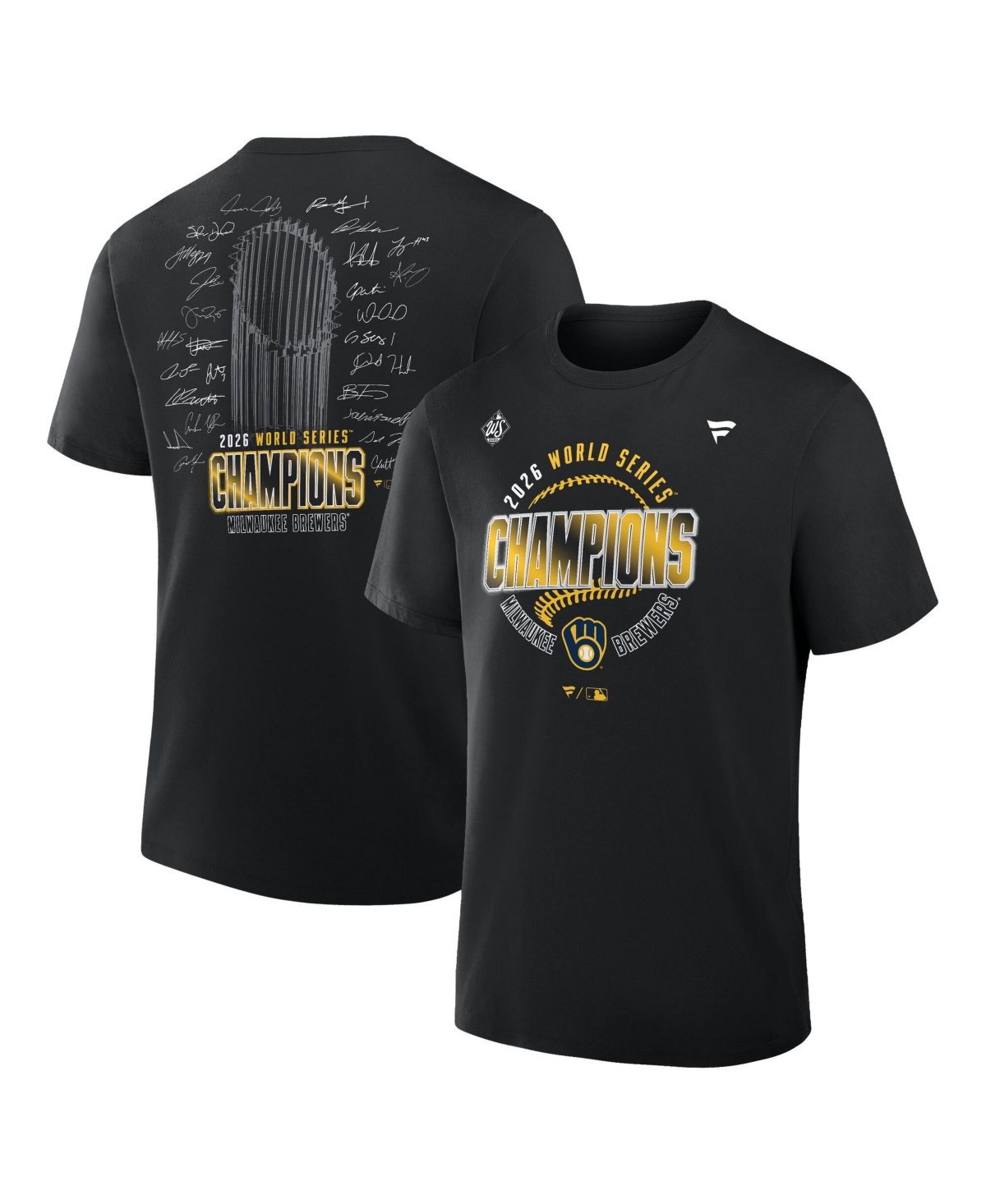 Fanatics Men's Black Milwaukee Brewers 2026 World Series Champions Signature Roster T-shirt - Black