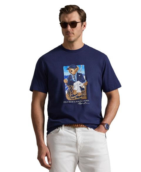 Мужская футболка Polo Ralph Lauren Big & Tall Classic-Fit Polo Bear Jersey, цвет: Тёмно-синий