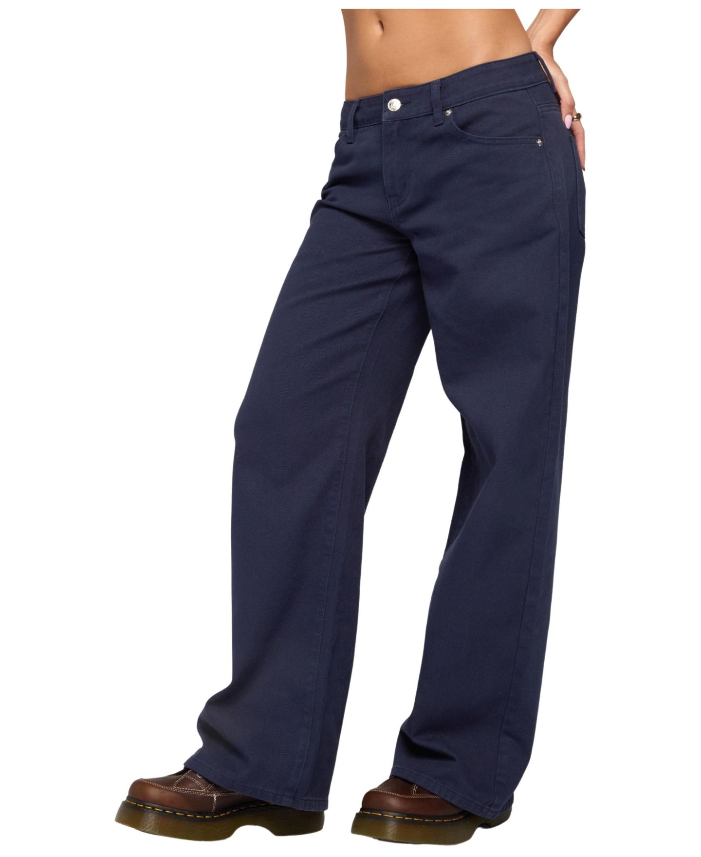Женские джинсы Edikted Daytime Low Rise Baggy & Relaxed Fit Denim, цвет: Тёмный синий — фото 1