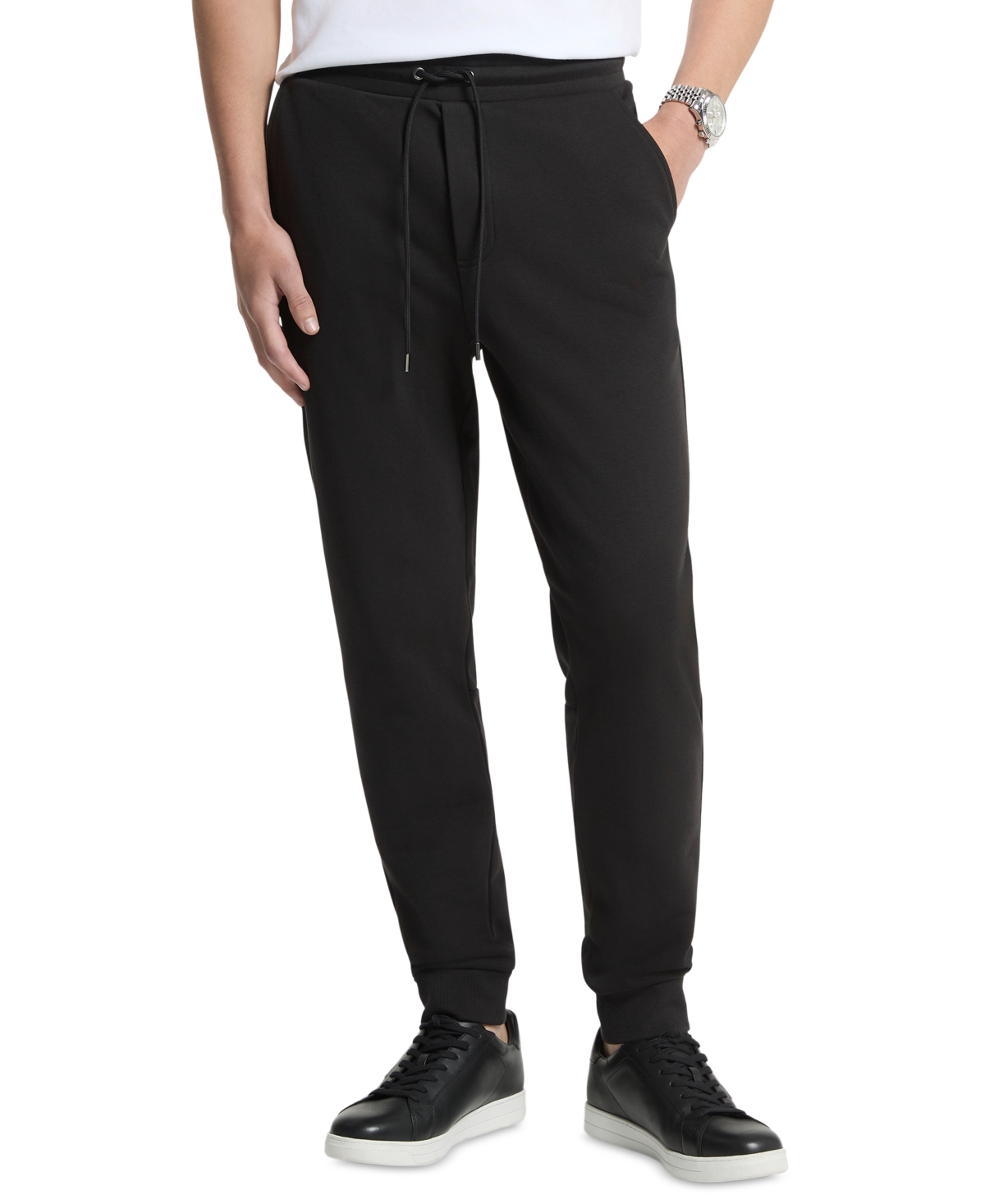 Michael Kors Men's Tapered Cotton-Blend Stretch Joggers - Black
