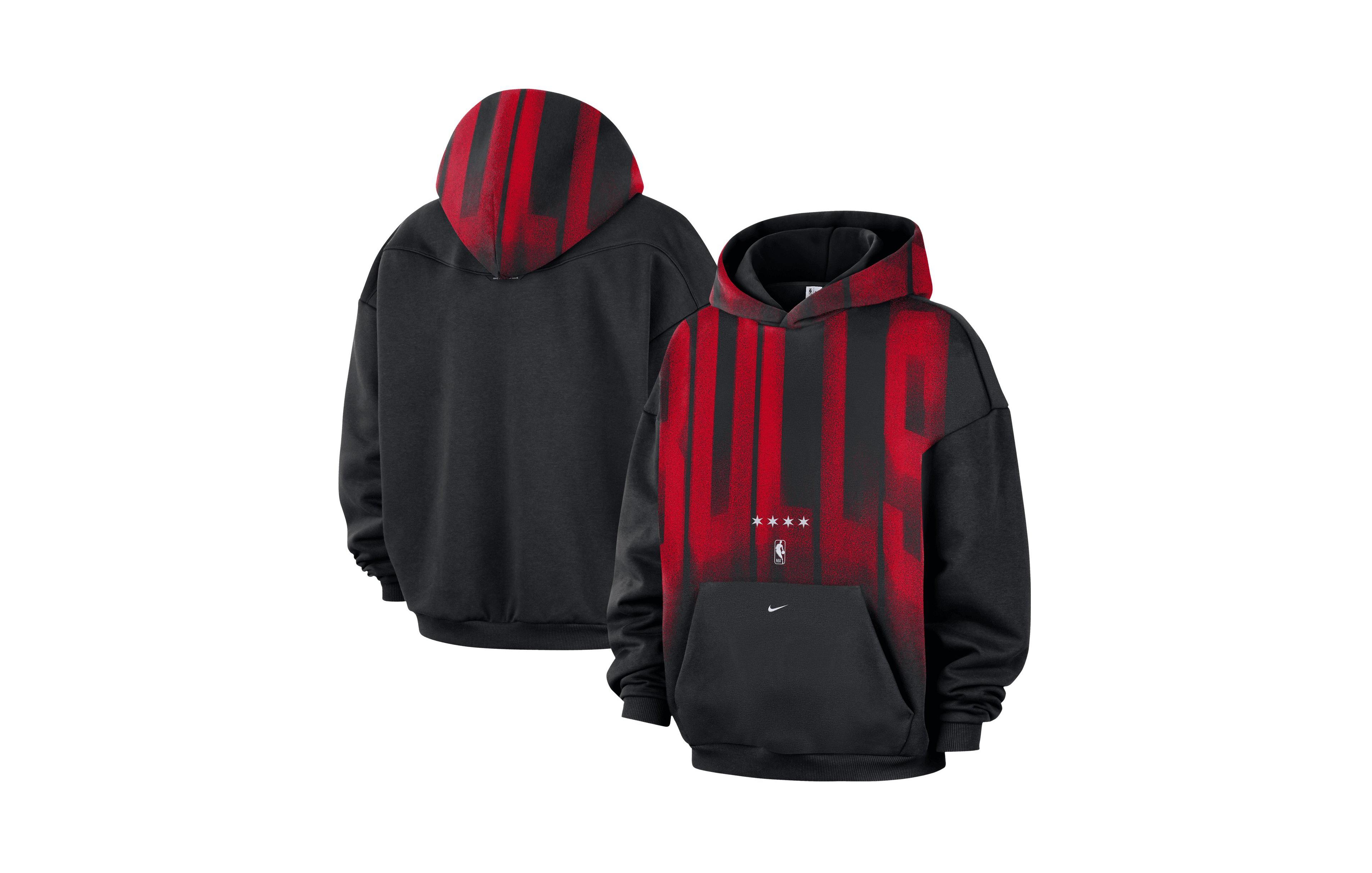 Nike Men's Black, White Chicago Bulls 2026 Game Theather Fleece Hoodie