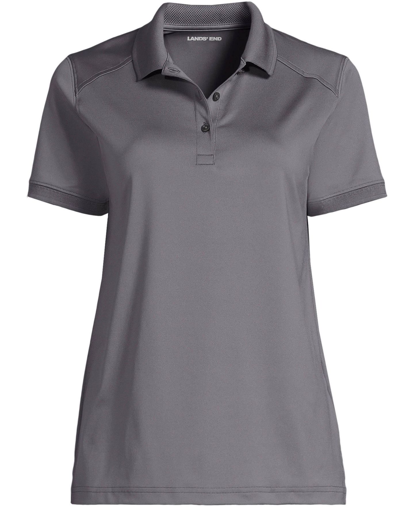 Женское поло Lands' End Rapid Dry Performance Short Sleeve Polo, цвет: Серый — фото 4