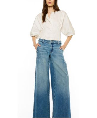 Women's Lumi Low-Rise Pleated Bell-Flare Jeans