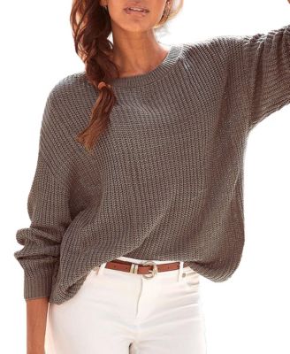 Women's Ribbed Scoop-Neck Relaxed Sweater