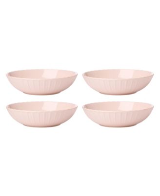 French Perle Scallop Blush Pasta Bowls, Set of 4