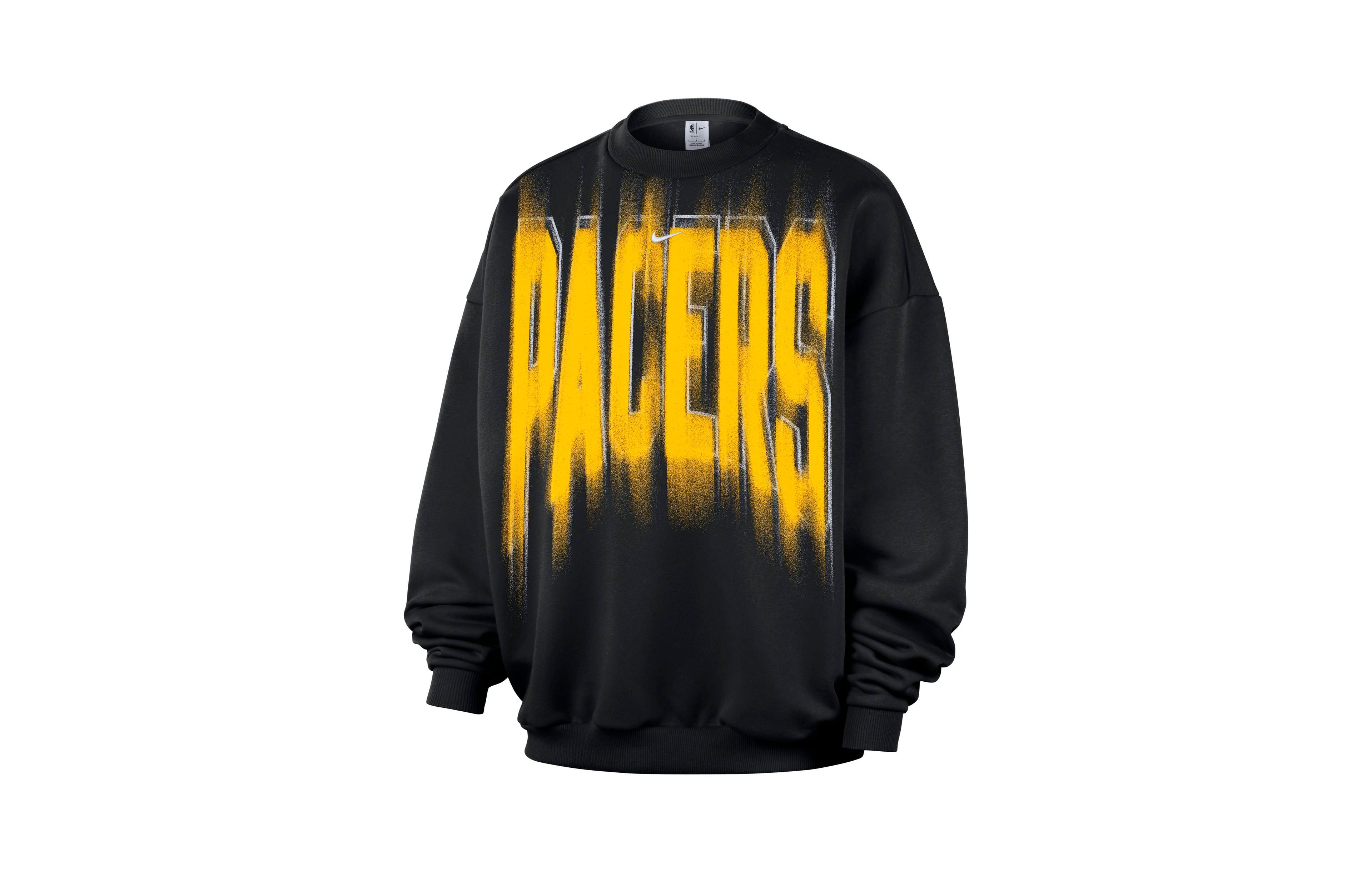 Nike Men's Black, White Indiana Pacers 2026 Game Theather Fleece Crewneck Sweatshirt