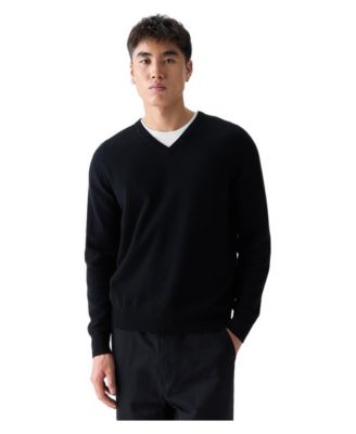 Men's Timeless Mongolian Cashmere Ribbed V-Neck Sweater