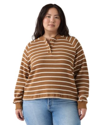 Plus Size Lassen Waffle-Knit Button-Up Henley