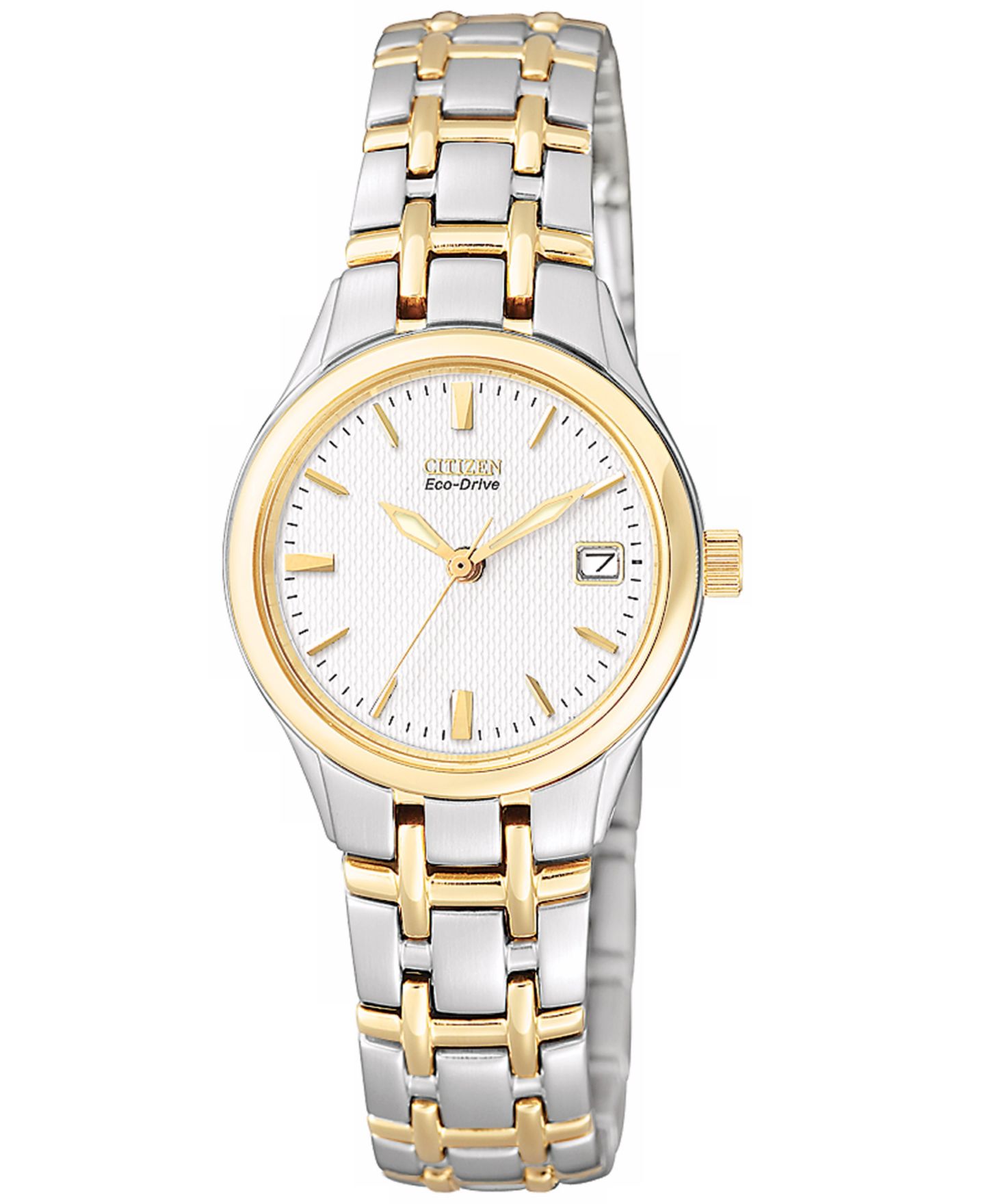 Женские часы Citizen Eco-Drive Two Tone Stainless Steel Bracelet Watch 25mm EW1264-50A — фото 1