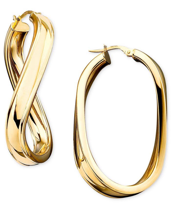 Italian Gold Twisted Oval Hoop Earrings in 14k Gold - Macy\'s