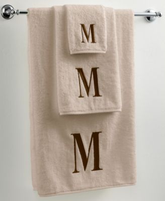 Avanti - Initial Linen and Brown 16" x 30" Hand Towel