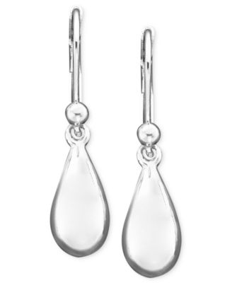 Lauren Ralph Lauren 14k Hammered Teardrop Drop Earrings - Silver