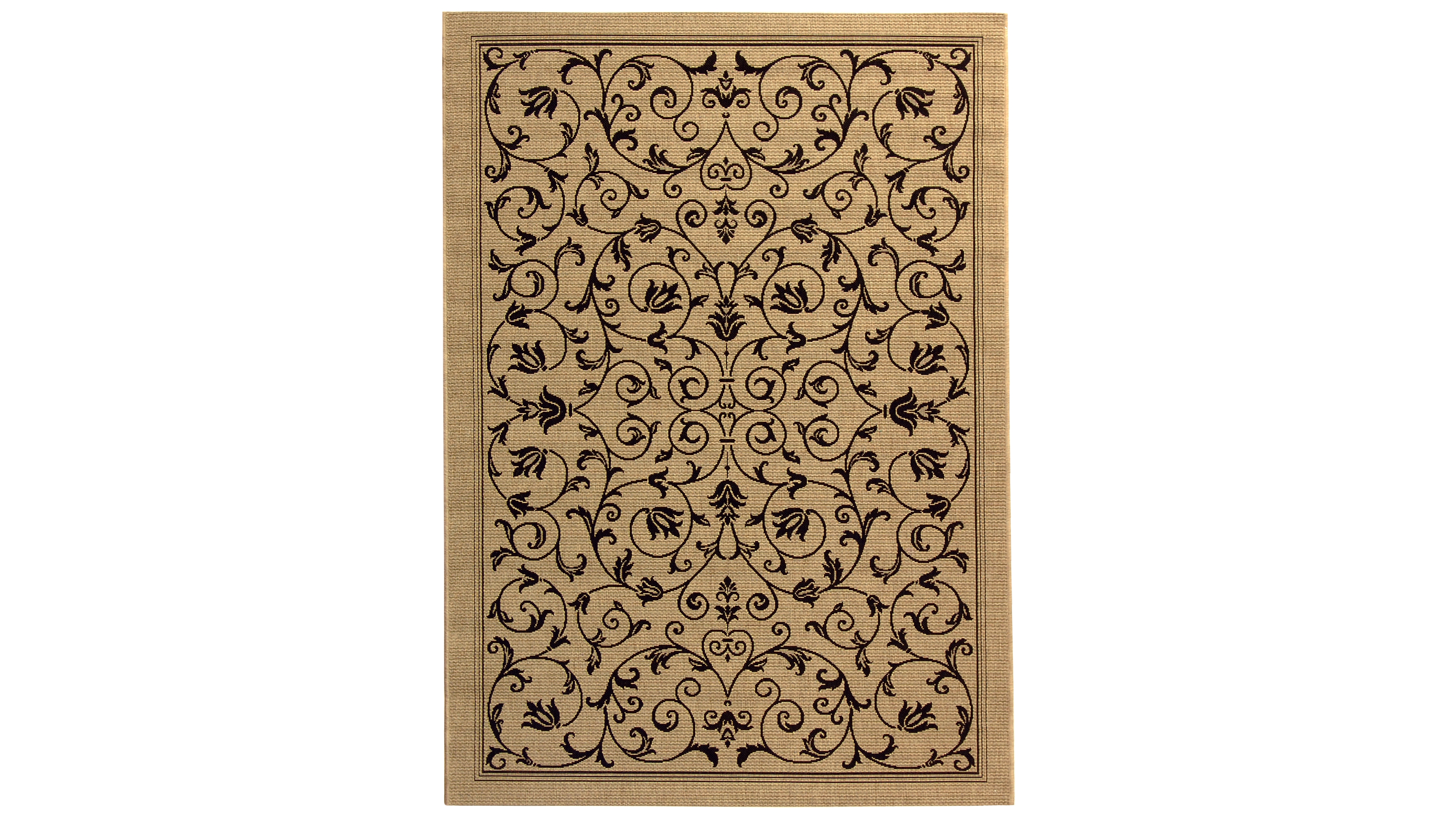 Safavieh Area Rug, Courtyard Indoor/Outdoor CY2098-3901 Beige/Black 5' 3" x 7' 7"