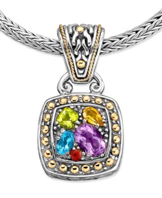 Balissima by EFFY&reg; Multistone Square Pendant (1-5/8 ct. t.w.) in 18k Gold and Sterling Silver