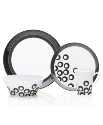 Mikasa - Dinnerware, Circle Chic Black 4-Piece Place Setting
