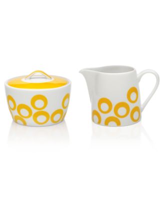 Mikasa Dinnerware, Circle Chic Yellow Sugar and Creamer