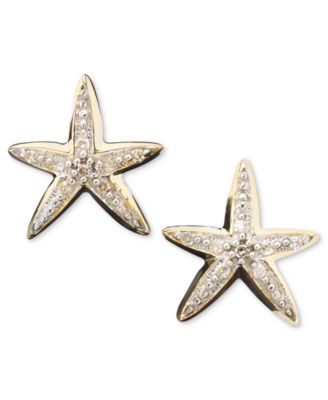 9kt rose gold diamond starfish earring