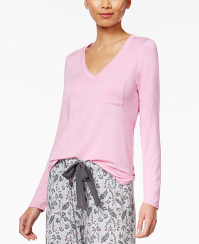 Alfani V-Neck Knit Pajama Top, Only at Macy's - Bras, Panties ...