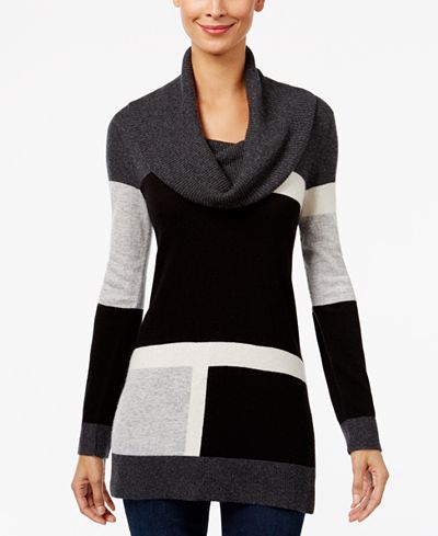 INC International Concepts Colorblocked Cowl-Neck Sweater, Only at Macy's