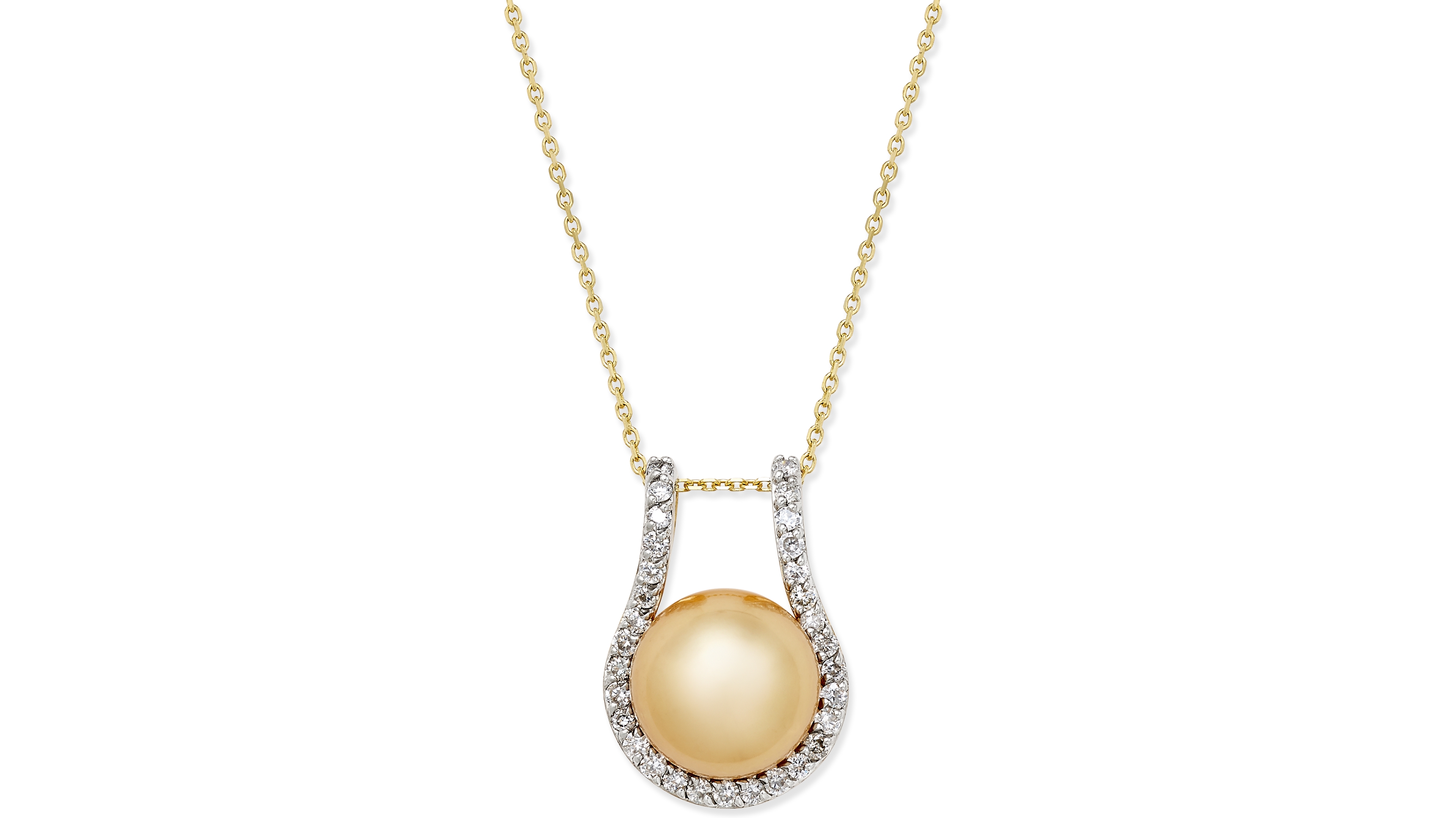 Cultured Golden South Sea Pearl (12mm) and Diamond (5/8 ct. t.w.) Pendant Necklace in 14k Gold