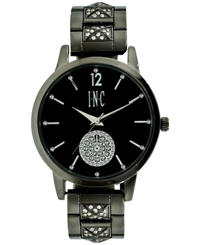 INC International Concepts Women's Crystal Gunmetal Bracelet Watch 40mm IN006GT, A Macy's Exclusive Style