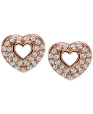 Giani Bernini - Cubic Zirconia Pav&eacute; Open Heart Stud Sterling Silver Earrings
