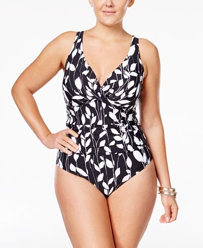 Anne Cole Plus Size Vines Underwire One-Piece Swimsuit