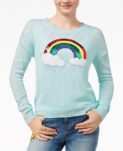 Almost Famous Juniors' Rainbow Graphic Sweater