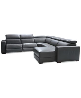 Nevio 6-pc Leather Sectional Sofa with Chaise, 2 Power Recliners and Articulating Headrests, Created for Macy's