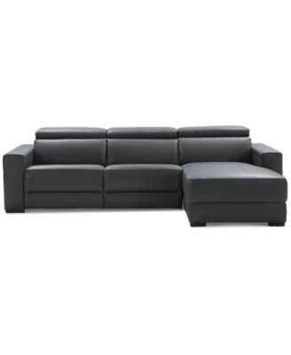 Nevio 115" 3-pc Leather Sectional Sofa with Chaise, 2 Power Recliners and Articulating Headrests, Created for Macy's