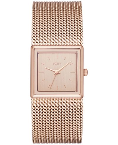 DKNY Women's Stonewall Rose Gold-Tone Stainless Steel Mesh Bracelet Watch 25mm NY2564