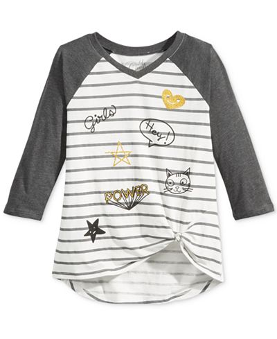 Hybrid Striped Doodle T-Shirt, Big Girls (7-16)