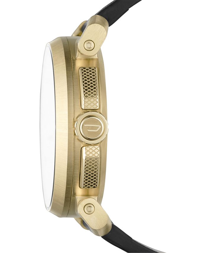 Diesel Men's Black Leather Strap Hybrid Smart Watch 47x58mm DZT1004 Macy's