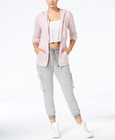 Hippie Rose Juniors' Zip-Front Hoodie & Jogger Pants