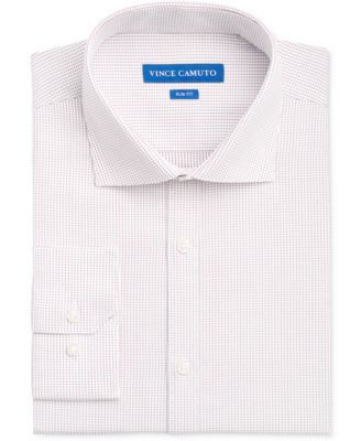 Vince Camuto Men's Slim-Fit Burgundy/Navy Digital Stripe Dress Shirt -  Macy's