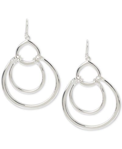 Touch of Silver Silver-Plated Circle Link Drop Earrings