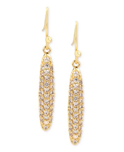 Touch of Silver Gold-Plated Crystal Linear Drop Earrings