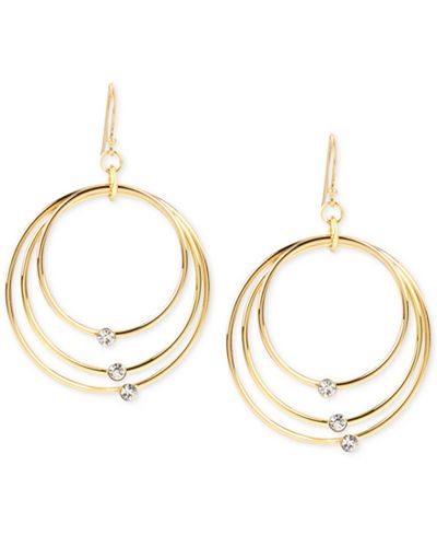 Touch of Silver Gold-Plated Crystal Triple Gypsy Hoop Earrings