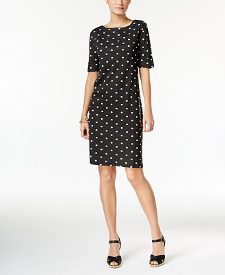 Karen Scott Petite Elbow-Sleeve Printed Dress, Only at Macy's - Dresses ...