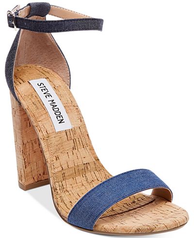 Steve Madden Women's Carrson Two-Piece Cork-Block-Heel Sandals