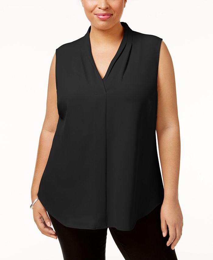 Calvin Klein Plus Size Pleated Shell & Reviews - Tops - Plus Sizes - Macy's