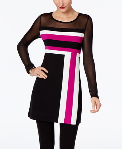 INC International Concepts Illusion Colorblocked Tunic, Only at Macy's