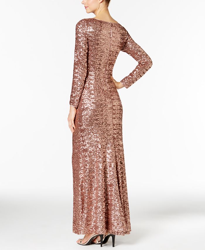 Vince Camuto Sequined Long-Sleeve Gown & Reviews - Dresses - Women - Macy's