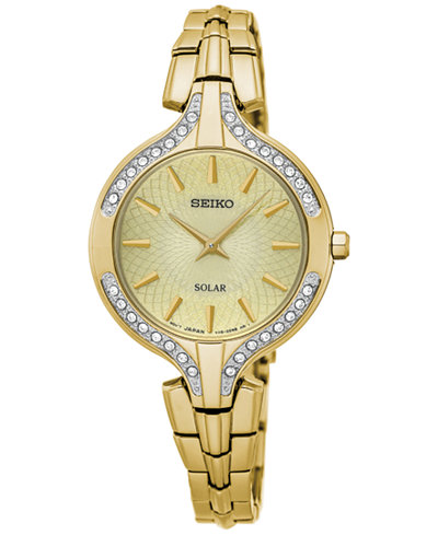 Seiko Women's Solar Recraft Gold-Tone Stainless Steel Bracelet Watch 28mm SUP346