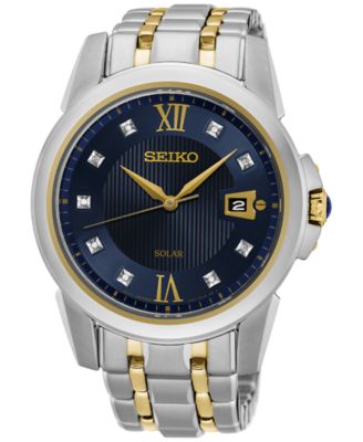 Seiko - Solar Diamond Accent Le Grand Sport Two-Tone Stainless Steel Bracelet Watch 41mm SNE428