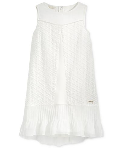 GUESS Embellished Lace Ruffle Hem Dress, Big Girls (7-16)